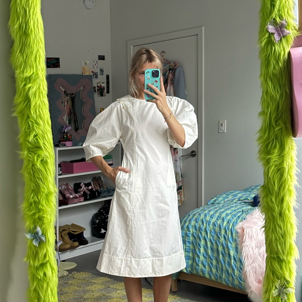 White Puff Sleeve Dress by Attersee - Picture 2 of 5